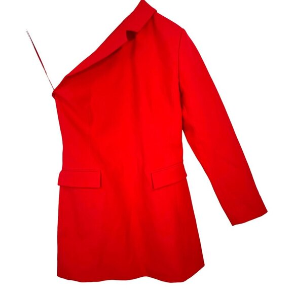 Zara Asymmetric one shoulder Red Blazer Dress blogg fav Size M - Picture 2 of 9